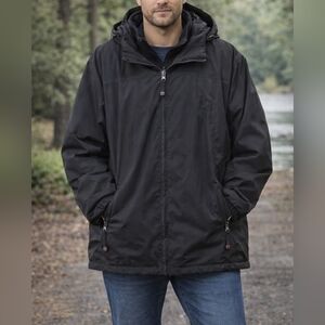 Nordictrack Men's Double Layered Hooded Weatherproof Coat Jacket Black Size XXL
